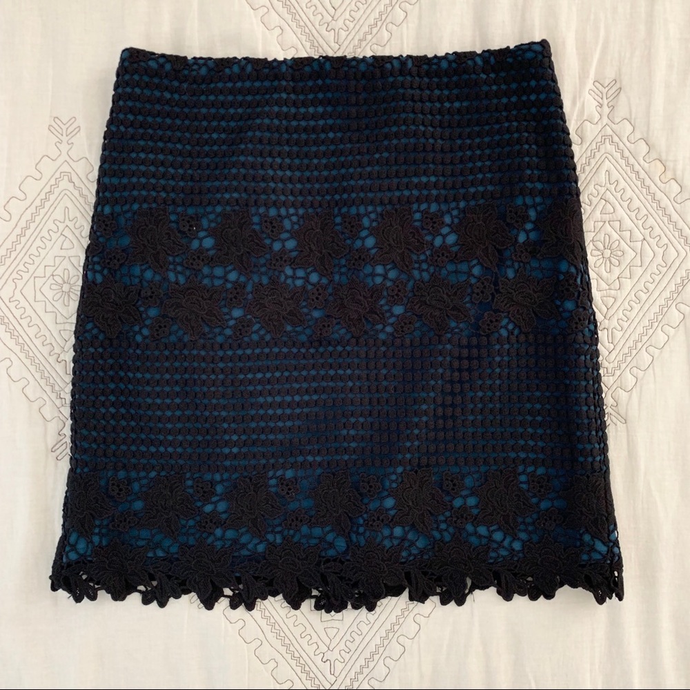 LOFT Blue Underlay Lace Skirt